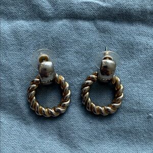 Vintage Gold and Silver Twisted Hoop Earrings